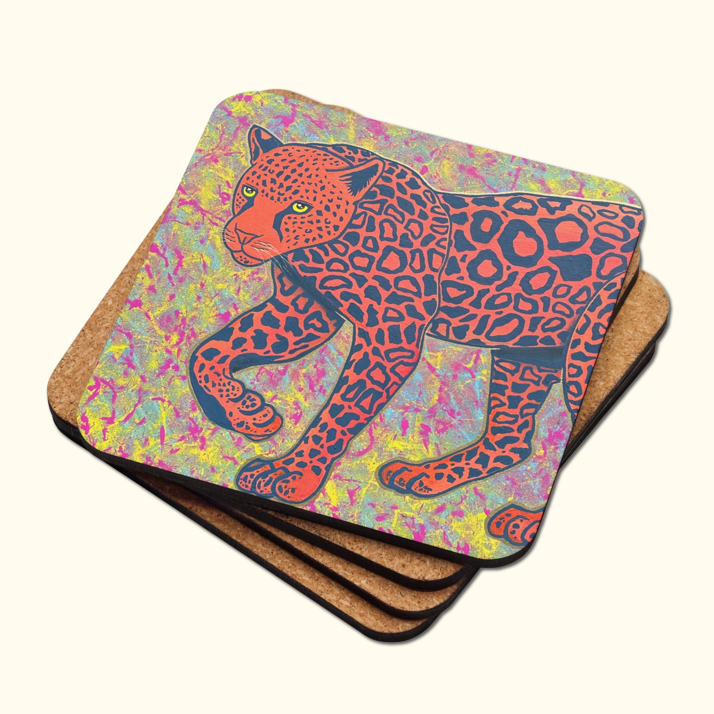 Leopard Coaster – Wild Within, Artistic Cork Coaster
