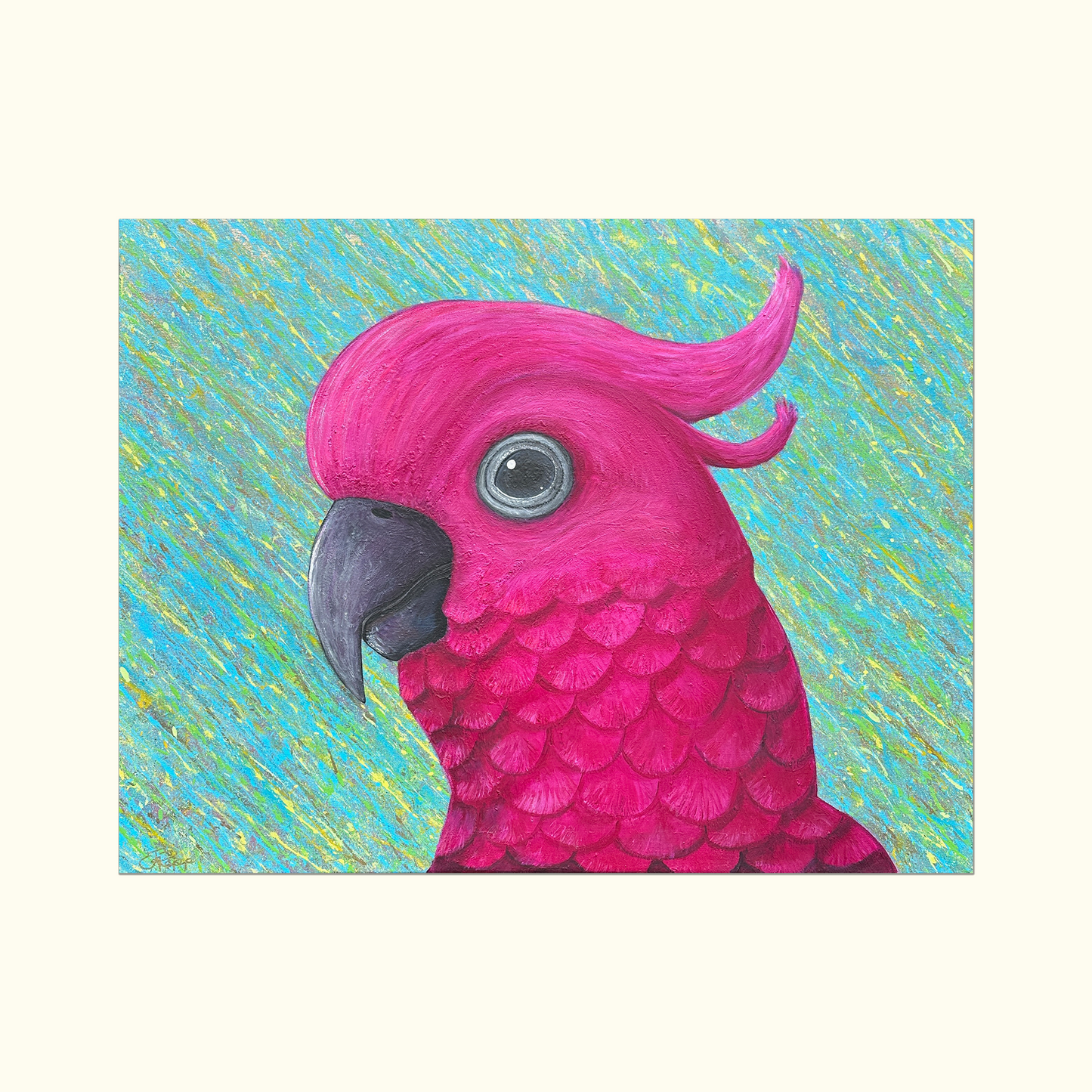 Vibrant Parrot Art – Chatterbox Chic Original Canvas Painting