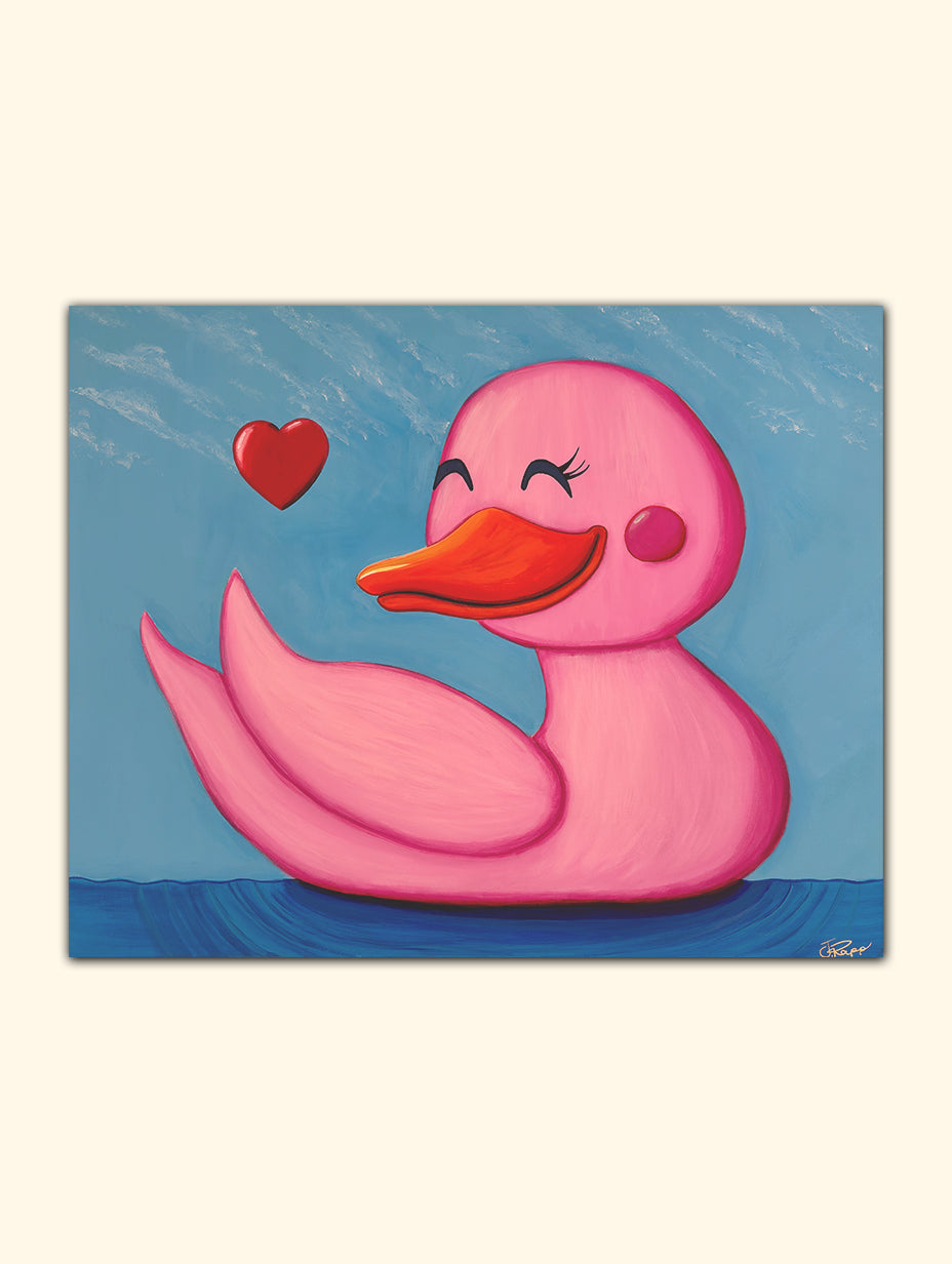 Playful Duck Art – Love Is in the Air – Original Canvas Painting