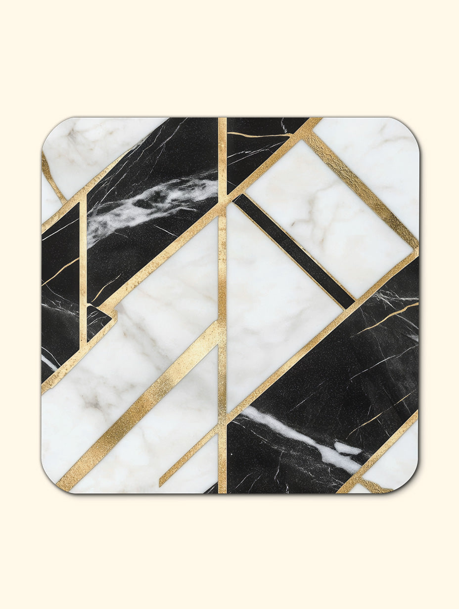 Black, Quartz, Gold - Marble Coaster Set – Luxury Cork Coasters (Set of 4)