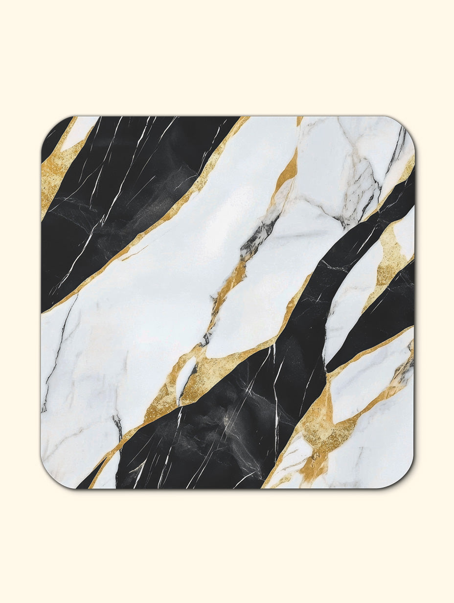 Black, Quartz, Gold - Marble Coaster Set – Luxury Cork Coasters (Set of 4)