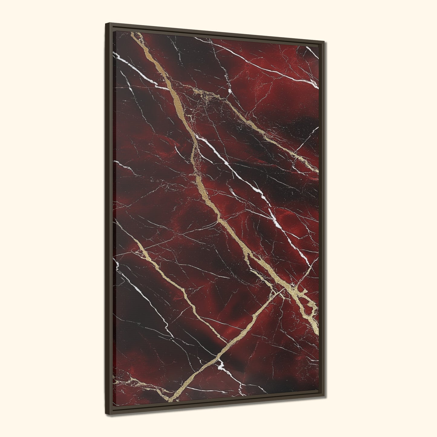 Red Marble Canvas Framed Canvas – Bold Elegance in Timeless Design