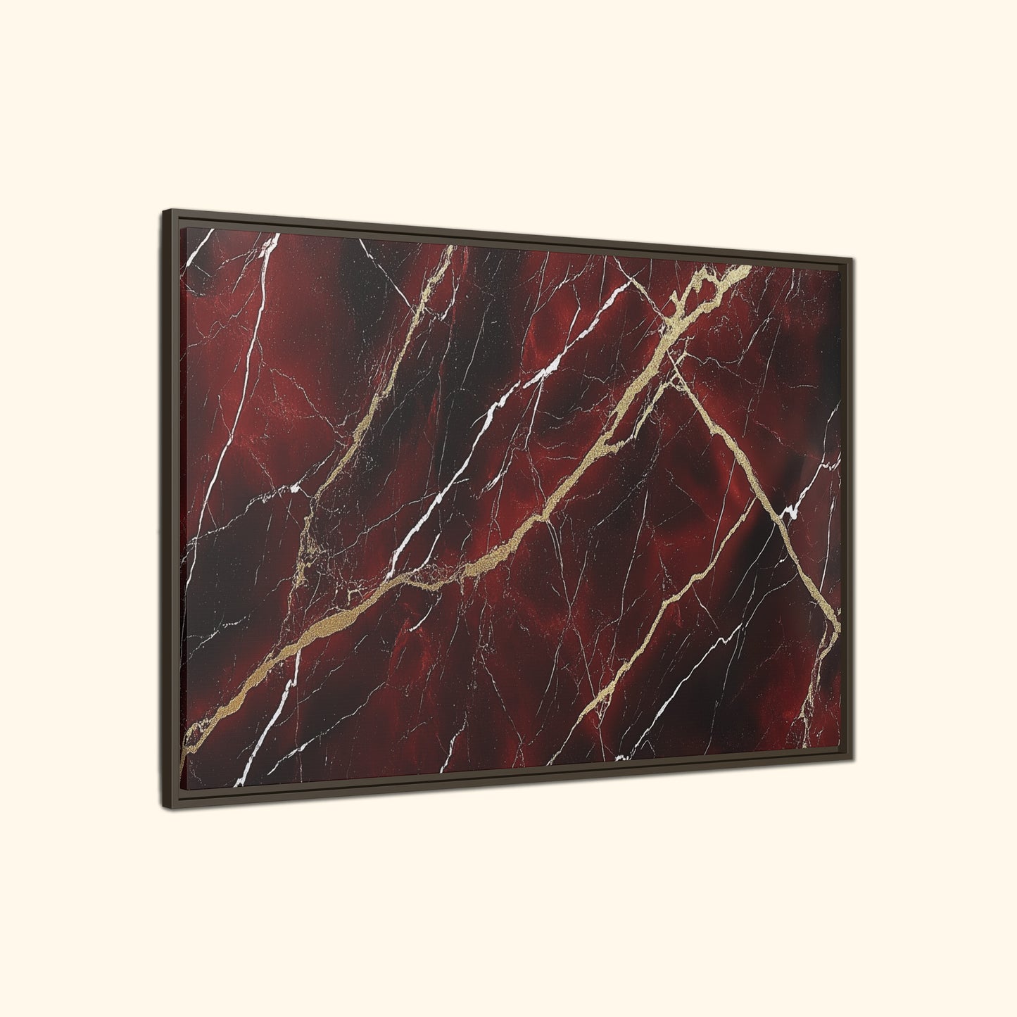 Red Marble Framed Canvas – Bold Elegance in Timeless Design