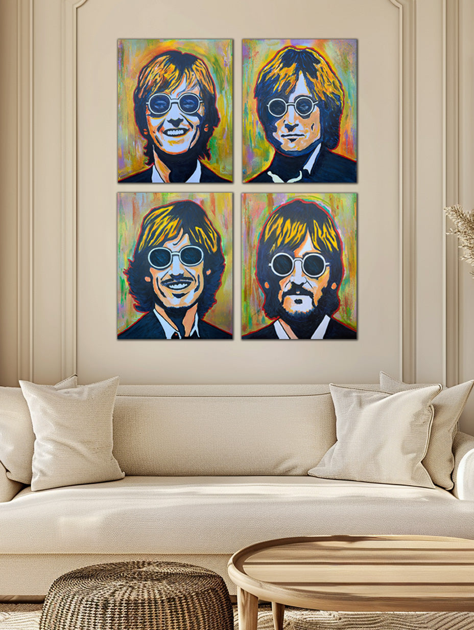 The Beatles Art – Faces of Revolution – Original Canvas Painting (Set of 4)