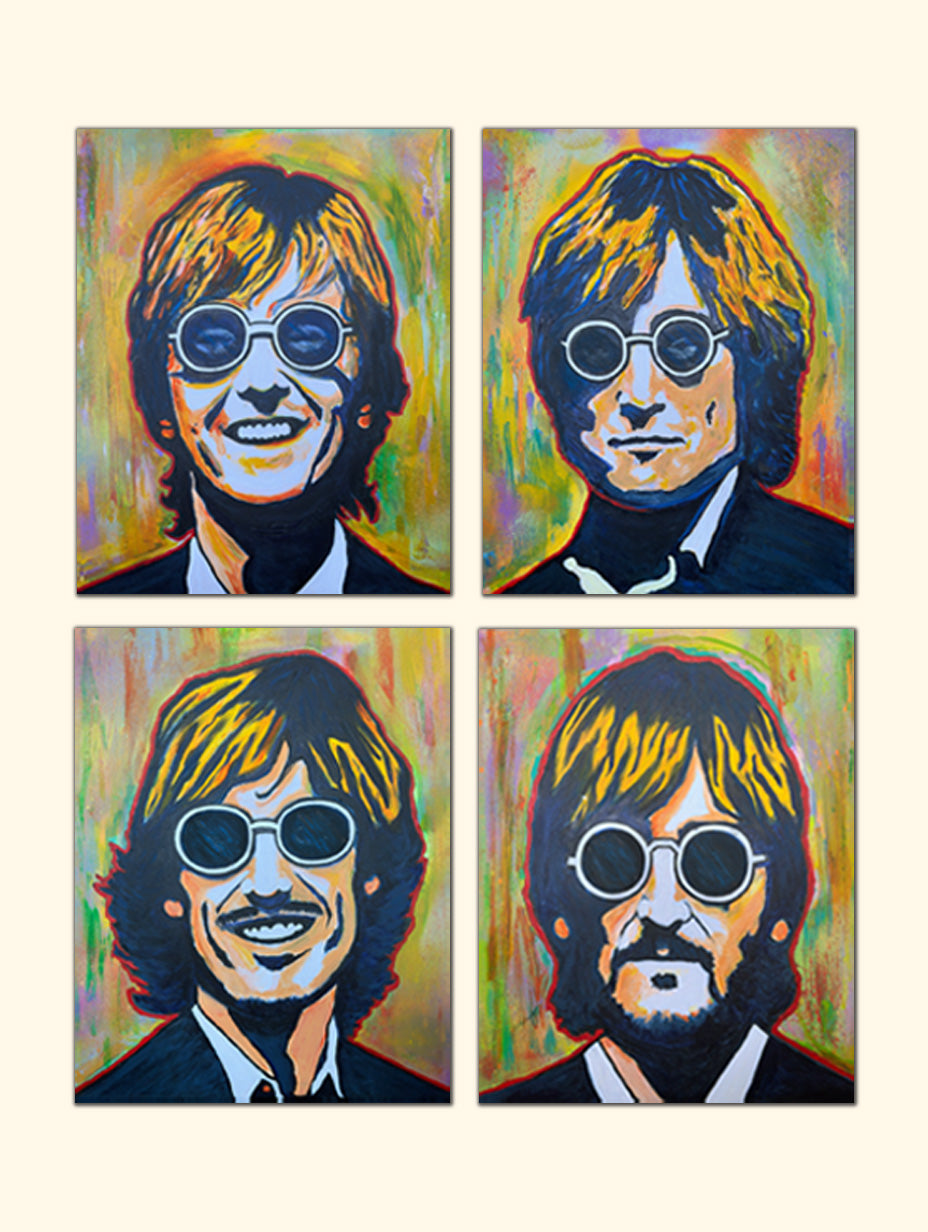 The Beatles Art – Faces of Revolution – Original Canvas Painting (Set of 4)