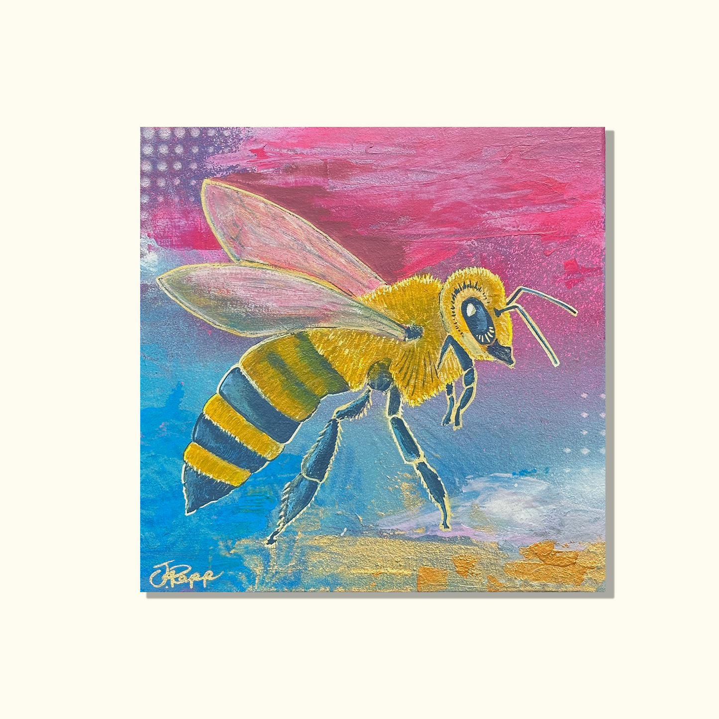 Luxuriöse Bienenkunst – Golden Vice Original Leinwandgemälde