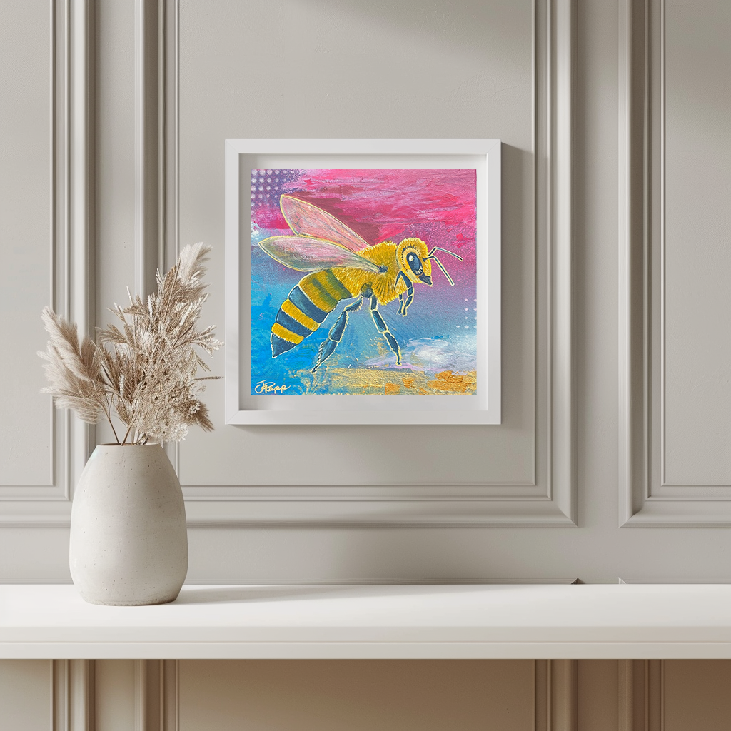 Framed Bee Art – Golden Vice Bold Colors Limited Edition Canvas Print