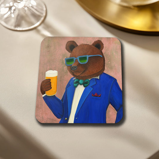 Beer Coaster – The Beer Bear, Whimsical Bar Coaster