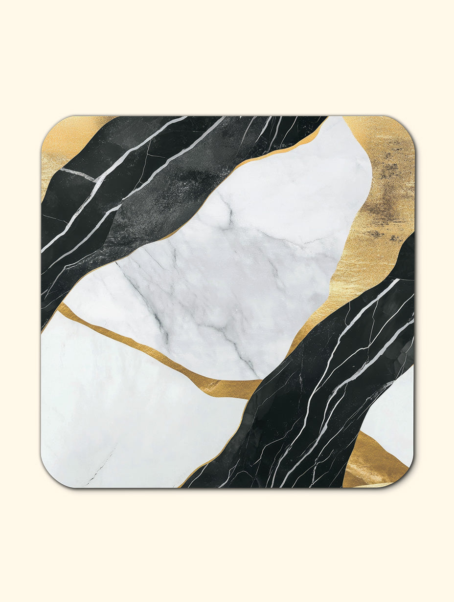 Black, Quartz, Gold - Marble Coaster Set – Luxury Cork Coasters (Set of 4)