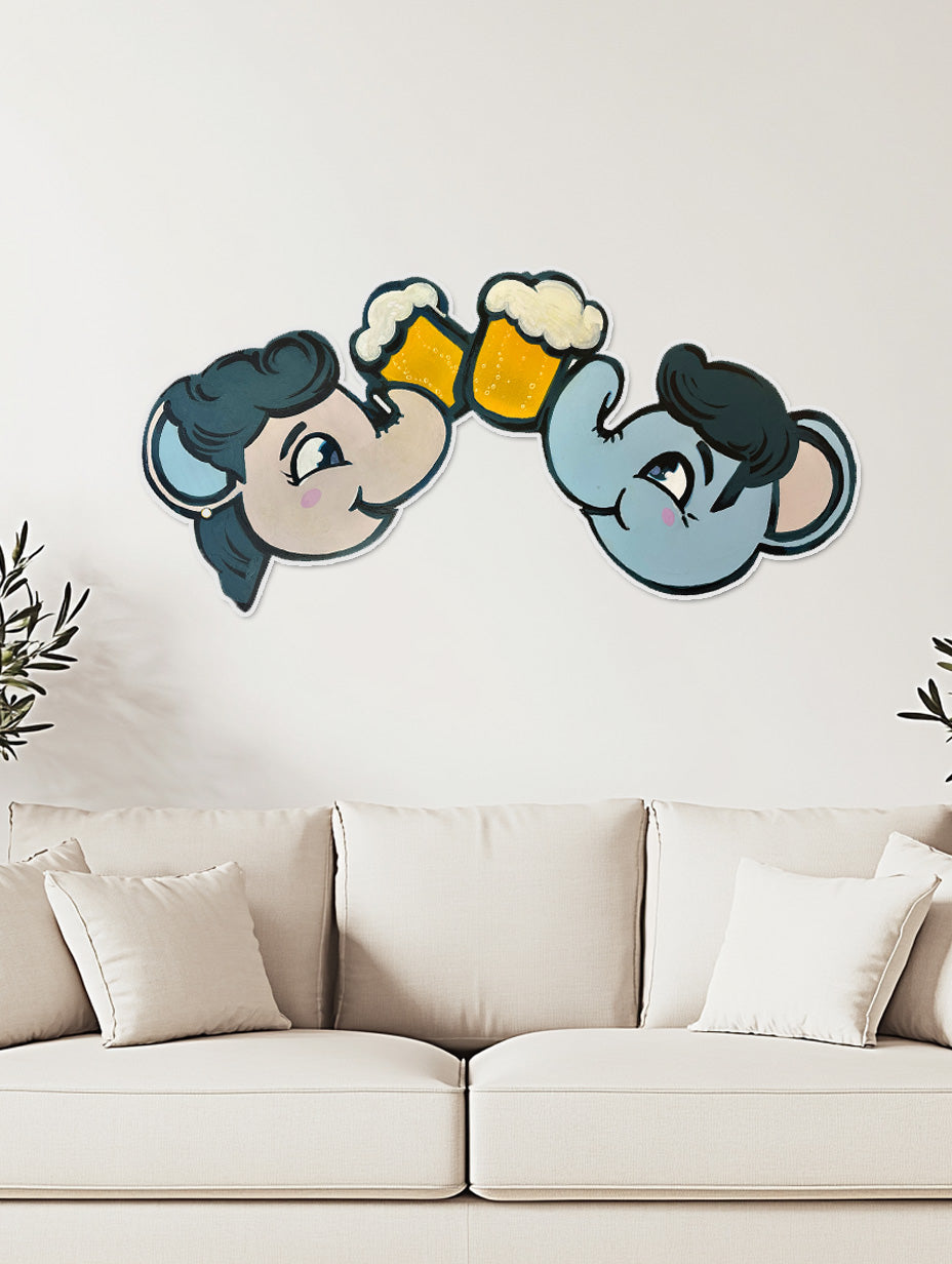 Elephant Art – Elephant Cheers – Original MDF Board Painting