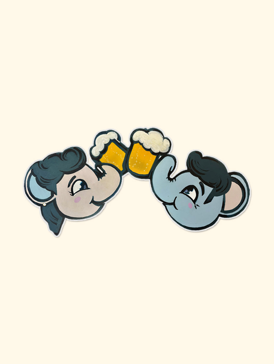 Elephant Art – Elephant Cheers – Original MDF Board Painting