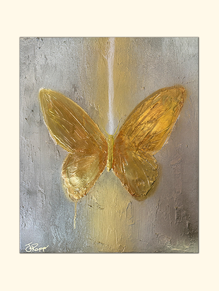 Butterfly Art – Golden Transformation – Original Canvas Painting