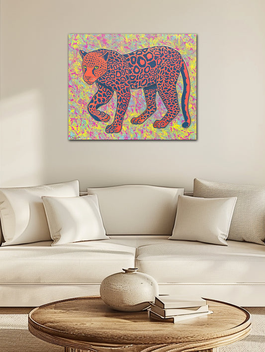 Arte de leopardo: pintura original en lienzo con estampado elegante