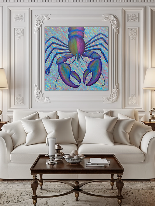 Lobster Art in Bold Colors – Sea King Original Canvas Painting