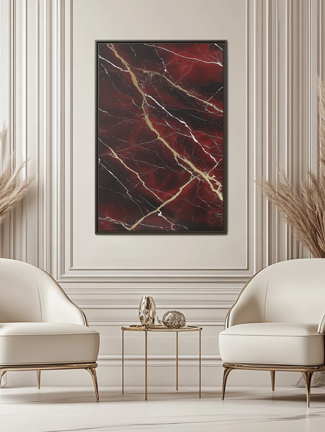 Red Marble Canvas Framed Canvas – Bold Elegance in Timeless Design