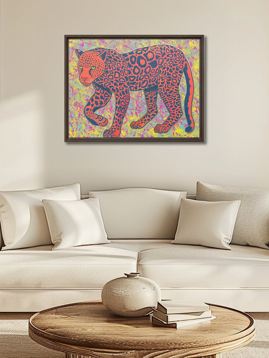 Framed Leopard Art – Patterned Elegance Bold Colors Canvas Print