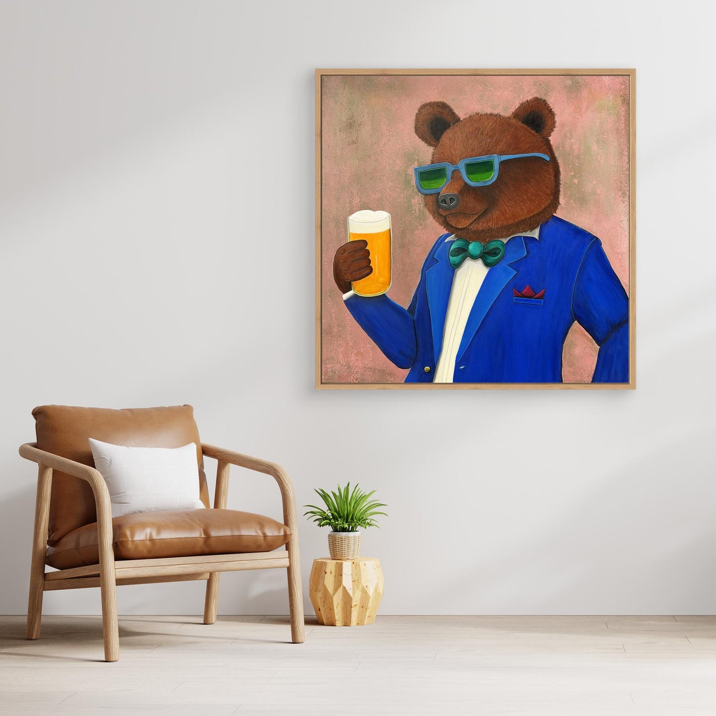 The Beer Bear – Bold and Playful Framed Canvas Print