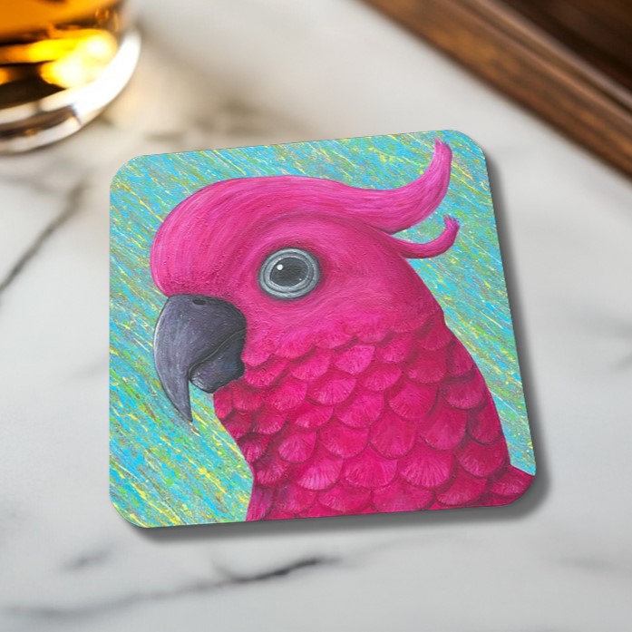 Parrot Coaster – Chatterbox Chic, Artistic Cork Coaster