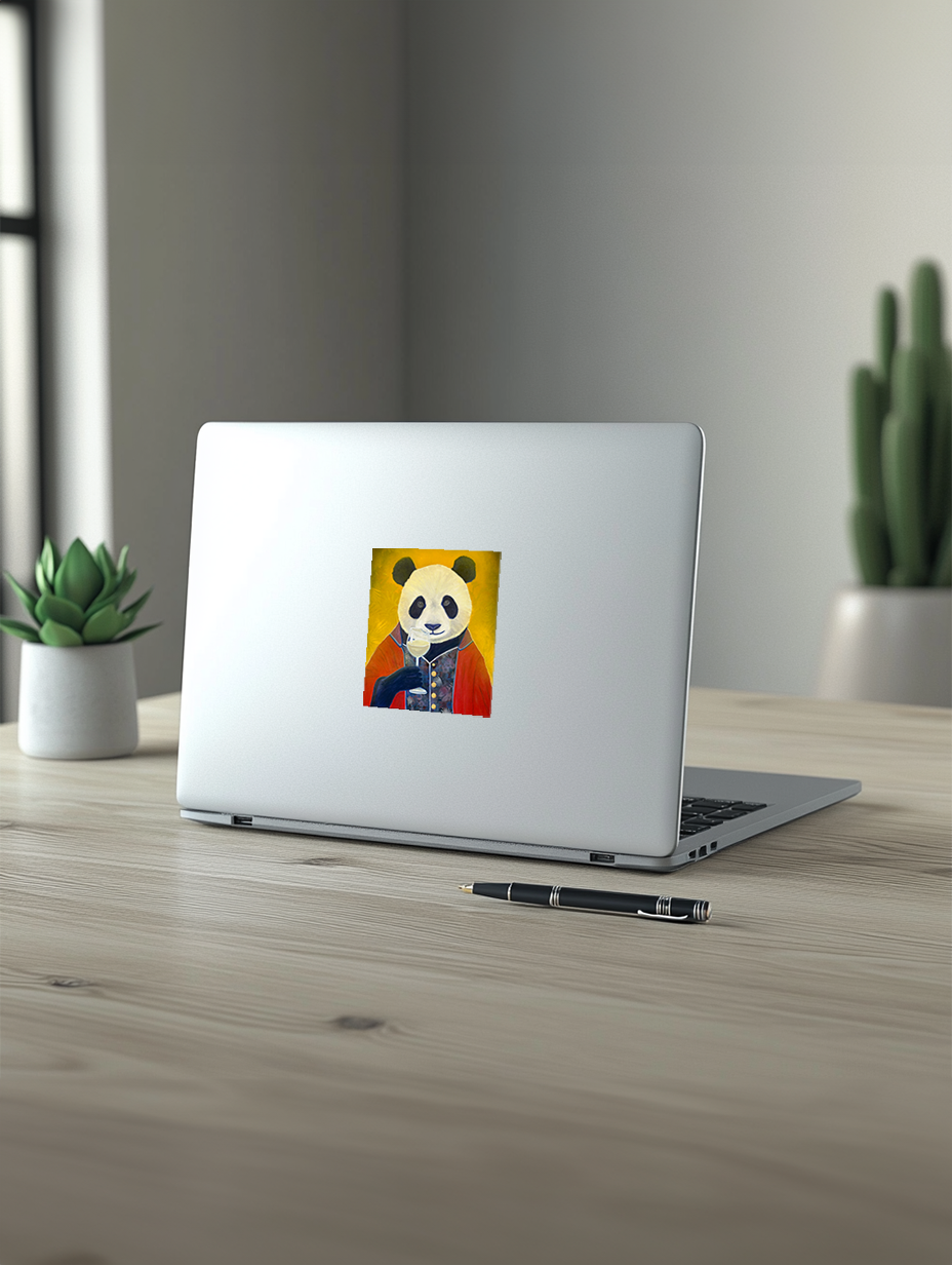 Champagne Panda Sticker – High-Quality Durable Vinyl, Playful Design