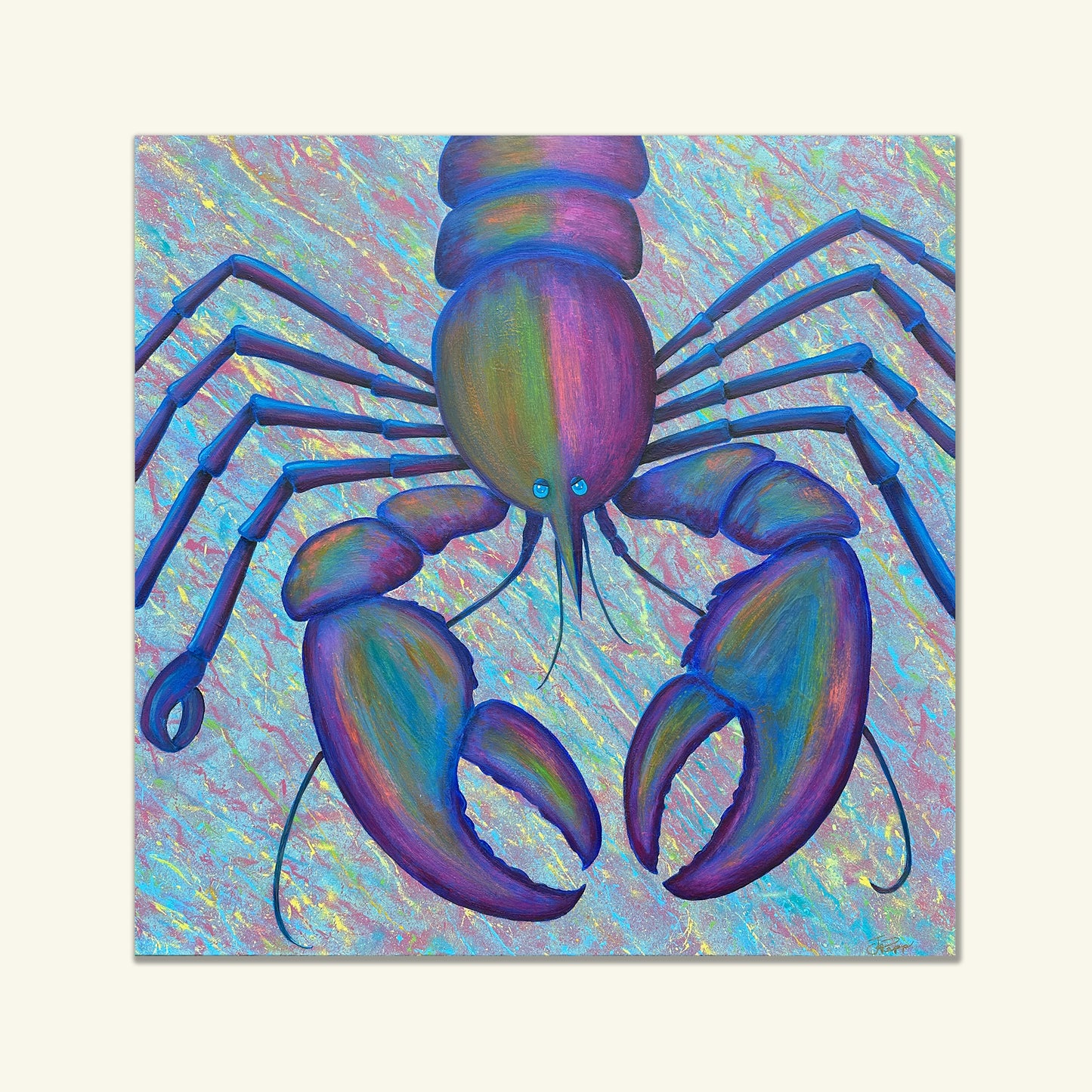 Lobster Art in Bold Colors – Sea King Original Canvas Painting