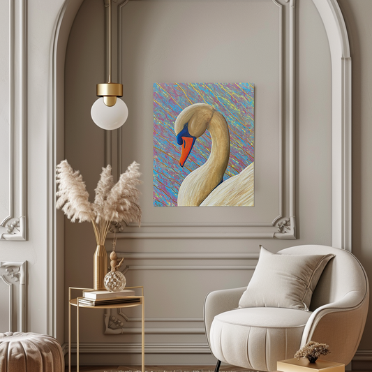 Arte elegante del cisne: pintura original sobre lienzo Elegancia del cisne