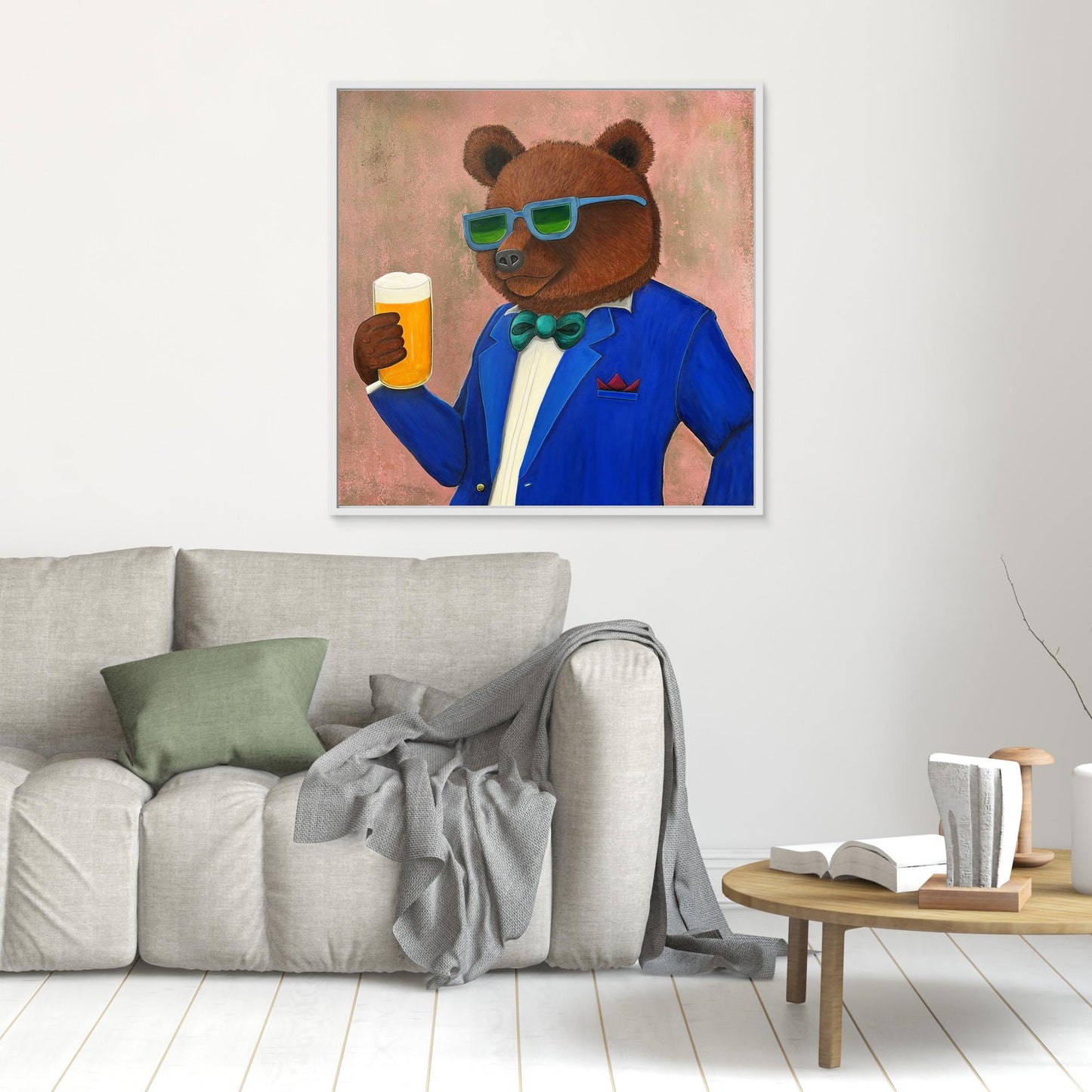 The Beer Bear – Bold and Playful Framed Canvas Print