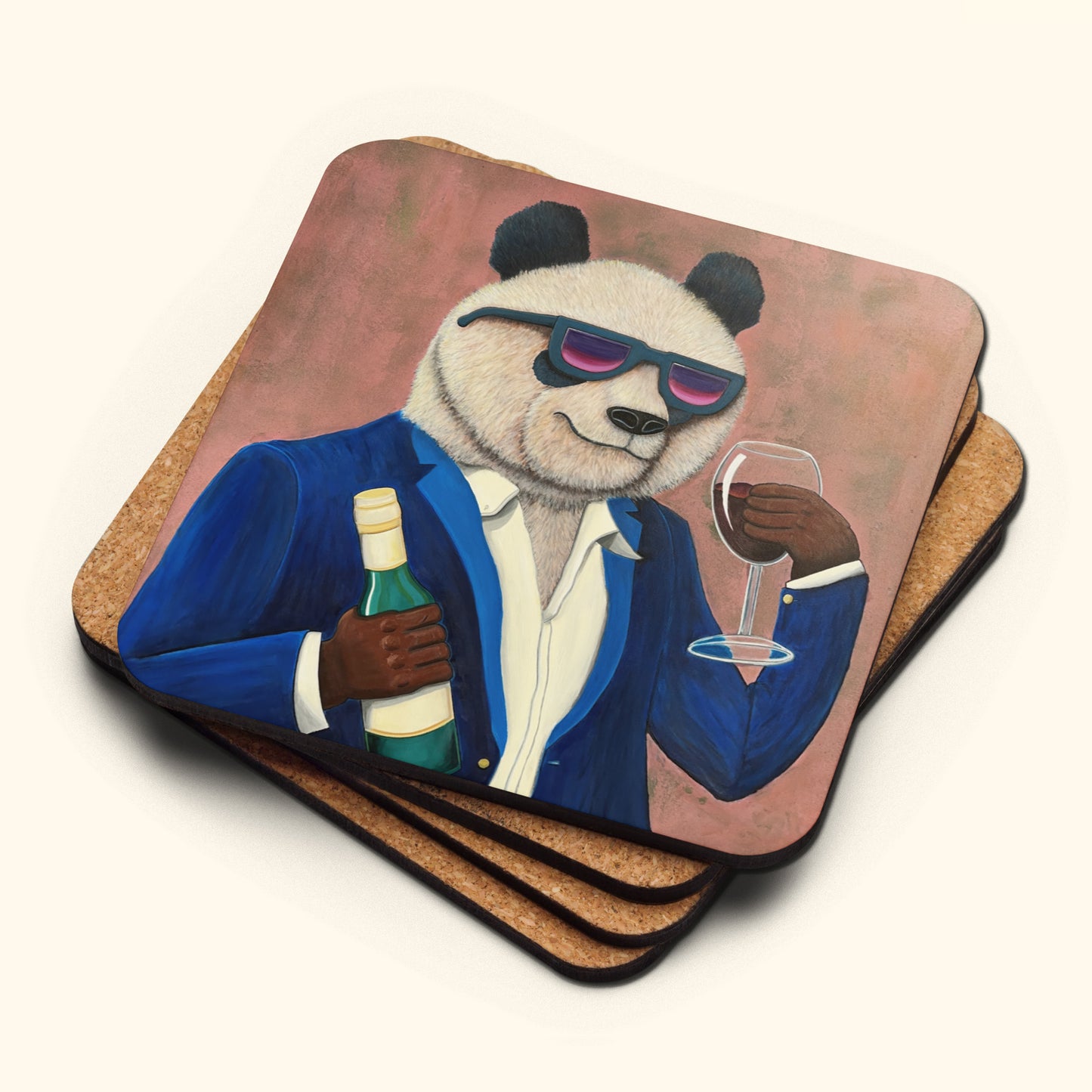 Panda Coaster – Sipping in Style, Cork Coaster For Wine Lovers