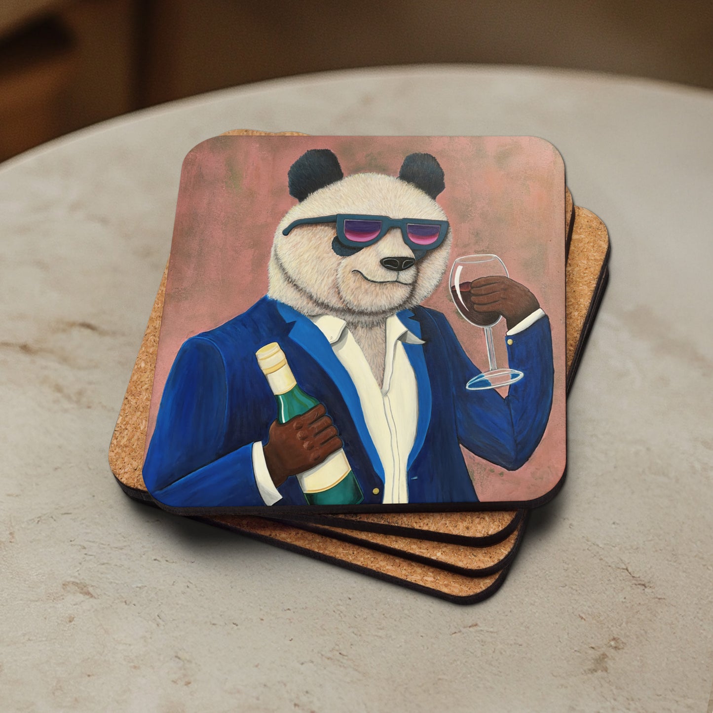 Panda Coaster – Sipping in Style, Cork Coaster For Wine Lovers