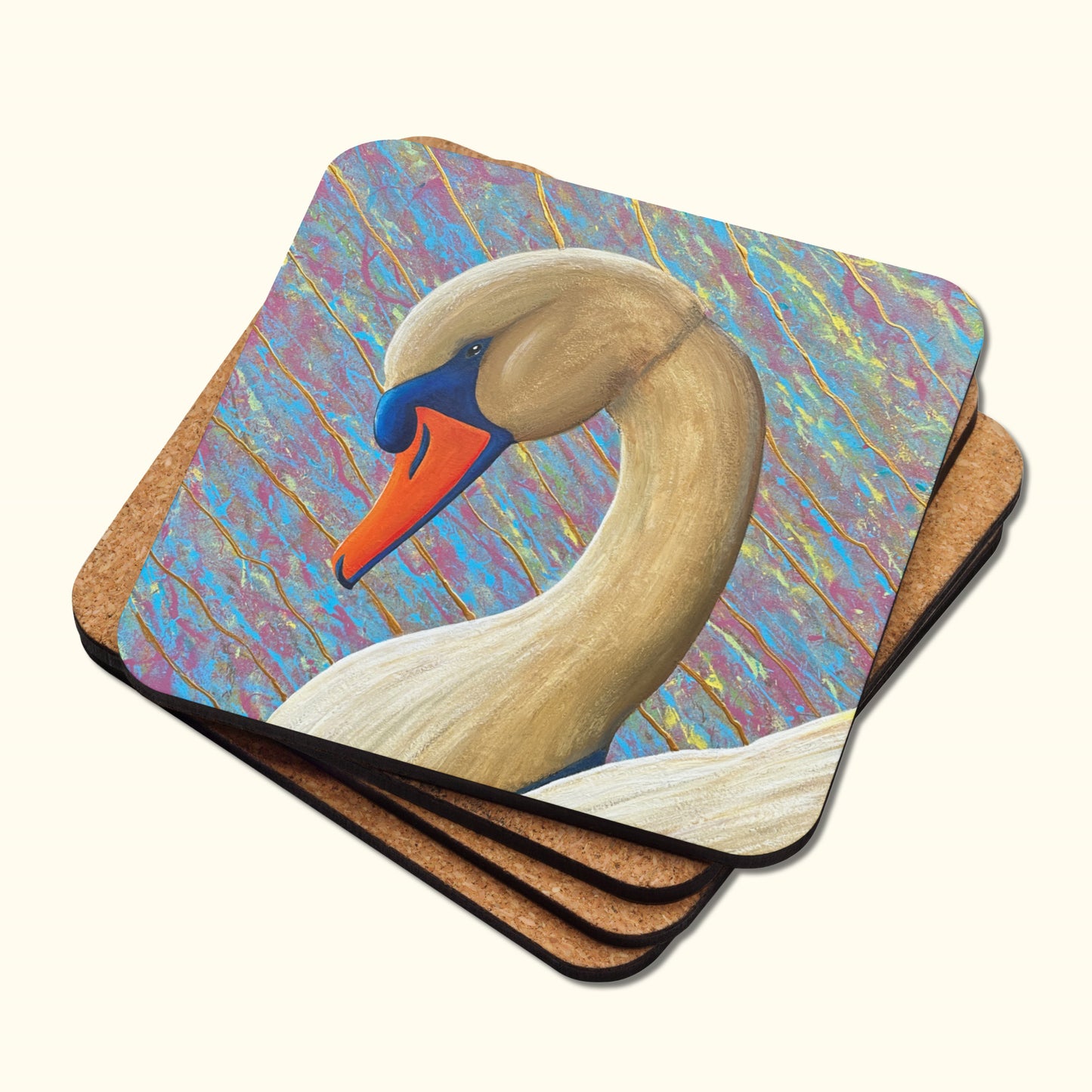 Swan Coaster – Elegance of the Swan, Artistic Cork Coaster