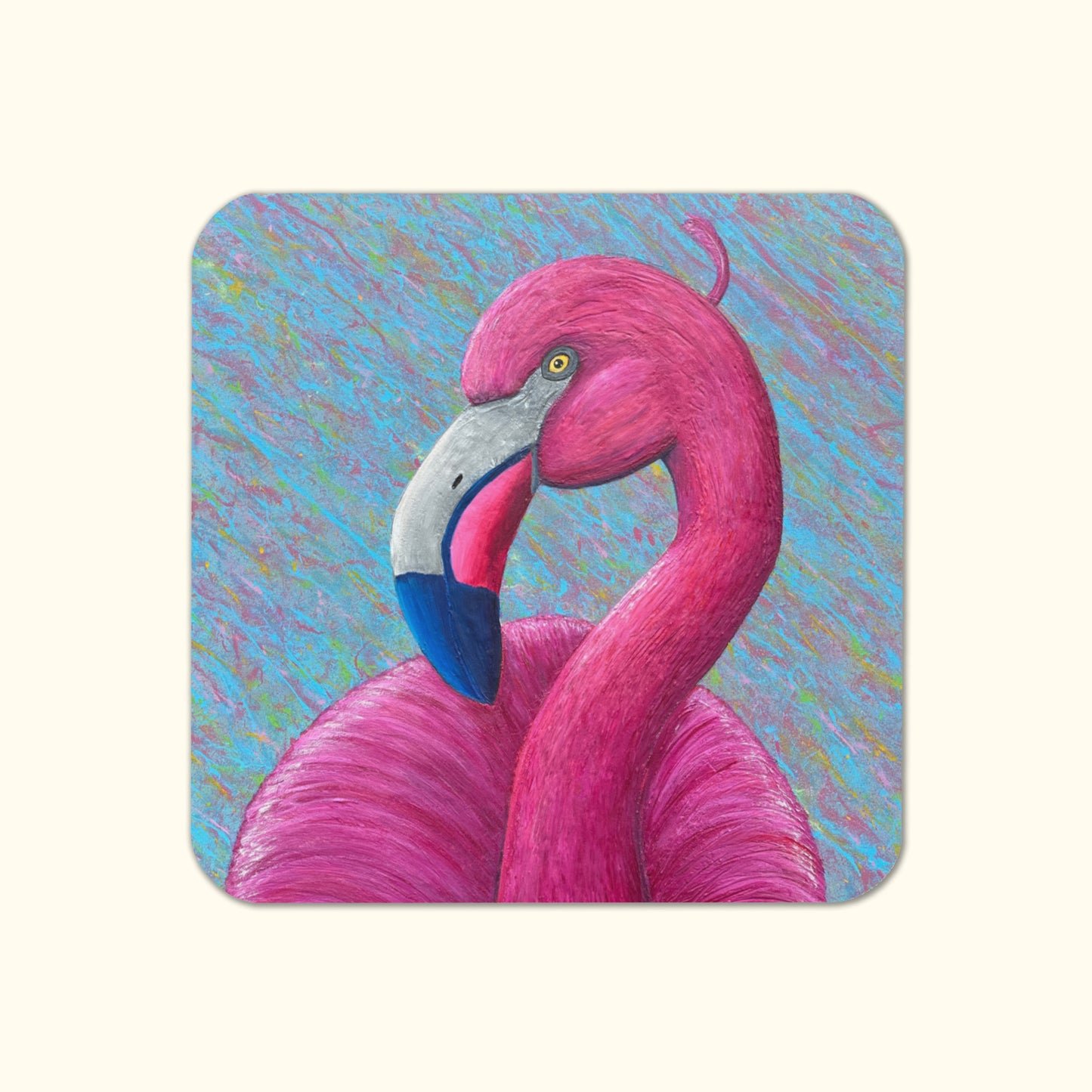 Flamingo-Untersetzer – Flamenco der Farben, künstlerischer Korkuntersetzer