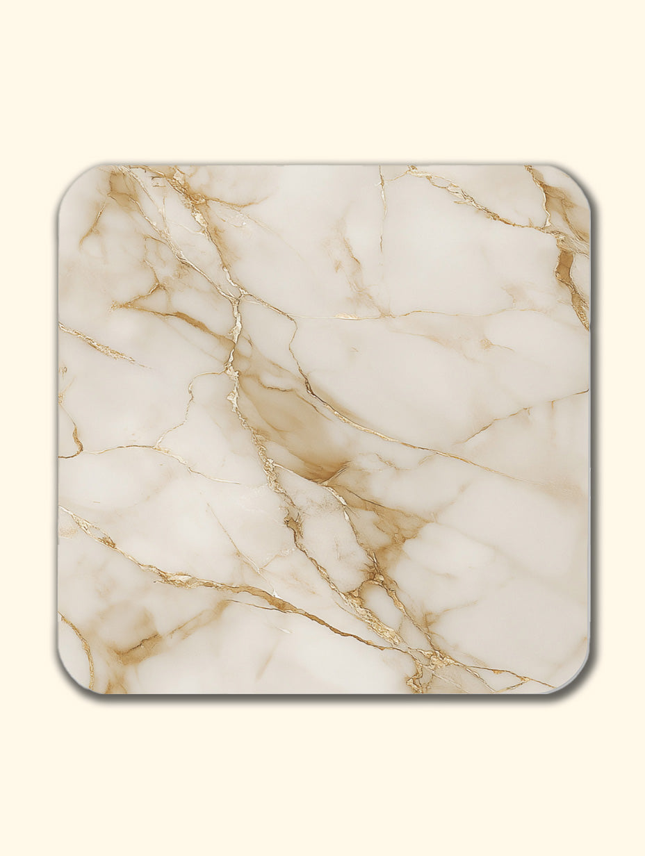 Cream Gold Marble Coaster Set with Gold Detail – Luxury Cork Coasters (Set of 4)