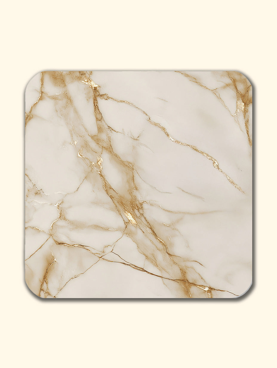 Cream Gold Marble Coaster Set with Gold Detail – Luxury Cork Coasters (Set of 4)