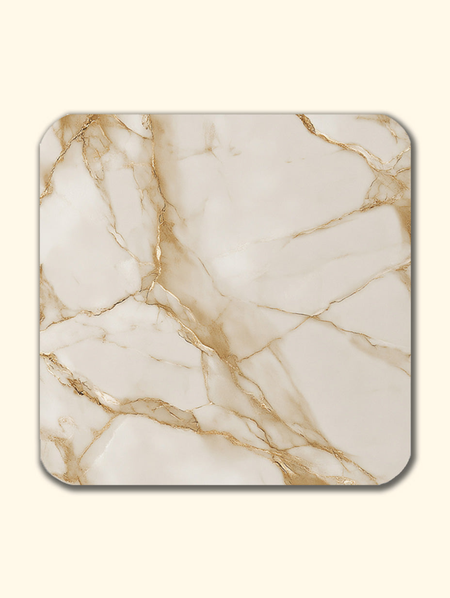 Cream Gold Marble Coaster Set with Gold Detail – Luxury Cork Coasters (Set of 4)