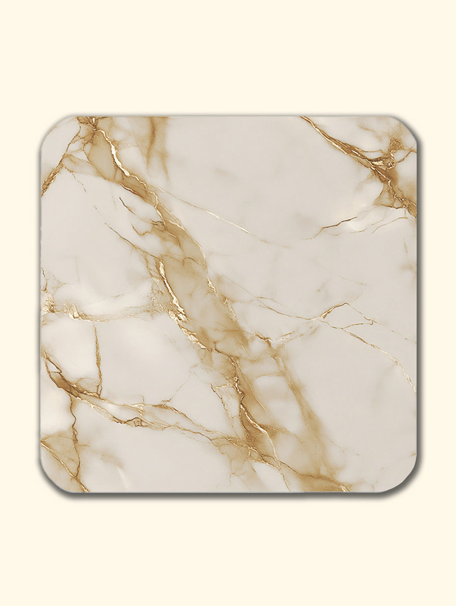 Cream Gold Marble Coaster Set with Gold Detail – Luxury Cork Coasters (Set of 4)