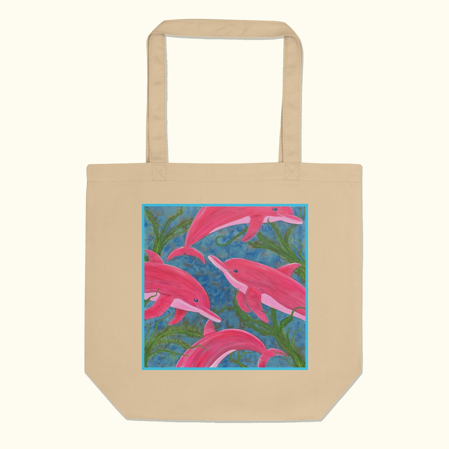 Dolphin Art Tote Bag – Curious Dolphins, Eco-Friendly Limited Edition