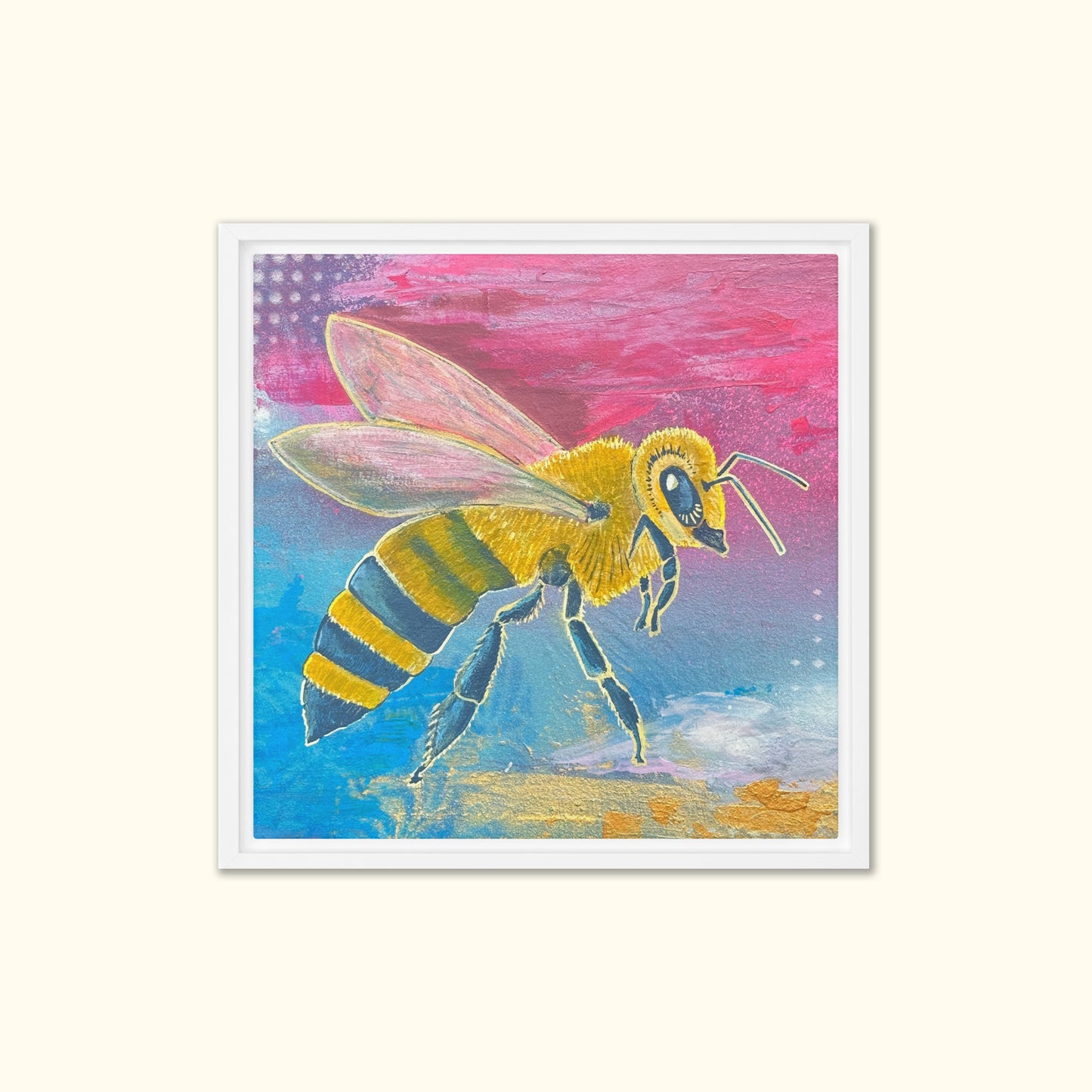 Framed Bee Art – Golden Vice Bold Colors Limited Edition Canvas Print