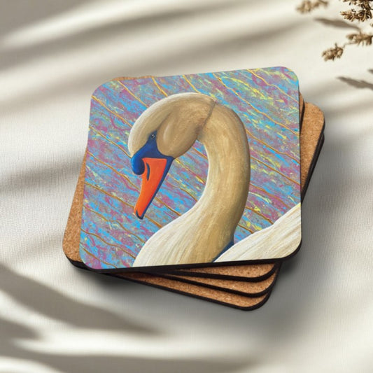 Posavasos Swan – Elegance of the Swan, posavasos artístico de corcho