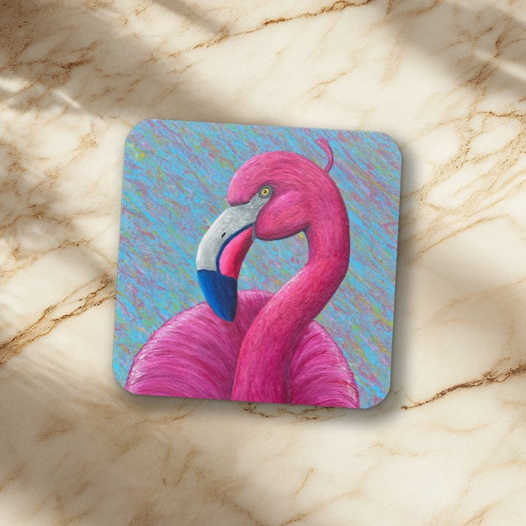 Flamingo-Untersetzer – Flamenco der Farben, künstlerischer Korkuntersetzer