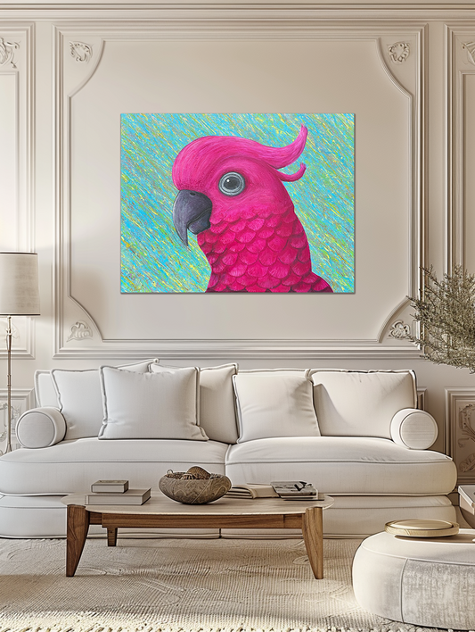 Vibrant Parrot Art – Chatterbox Chic Original Canvas Painting